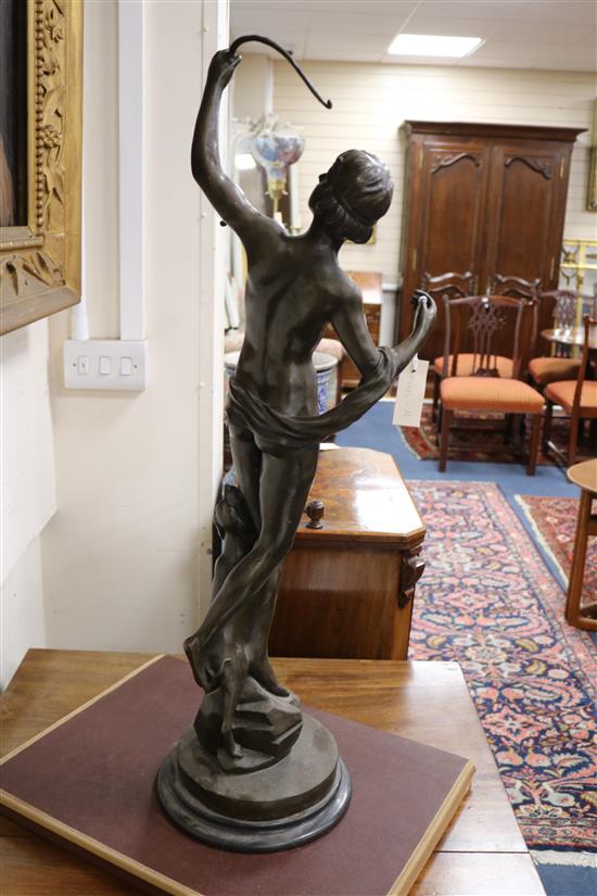 A large bronze figure of Diana The Huntress height 83cm